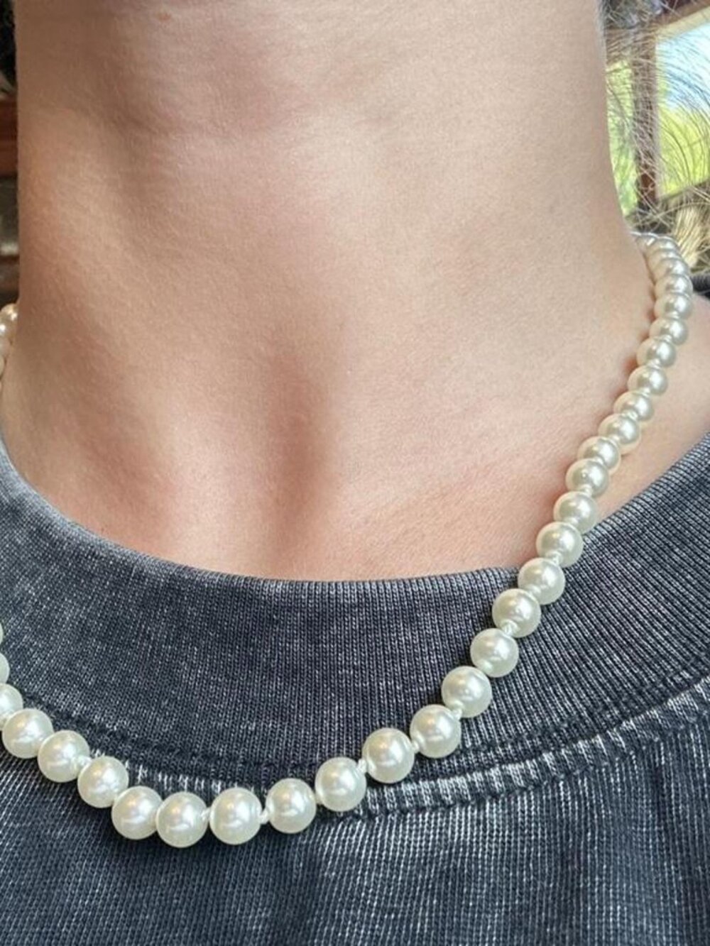 Cream Faux Pearl Strand Necklace Costume Jewelry